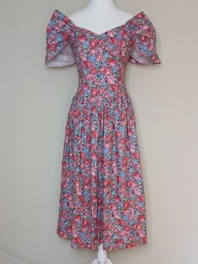 Vintage Americana Gunne Sax By Jessica McClintock Midi Tea Dress Size 5/6
